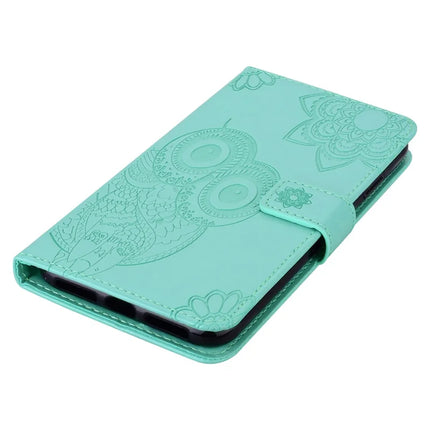 For Samsung Galaxy A06 Case Owl Flower Imprinted Leather Cover Wallet with Strap