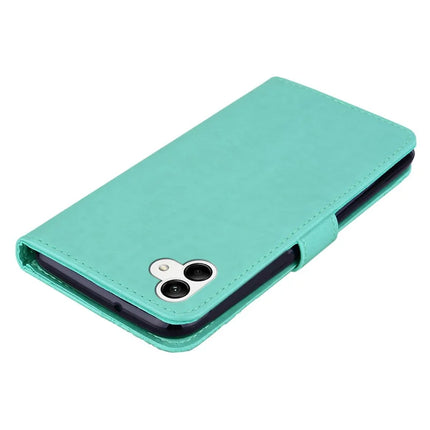 For Samsung Galaxy A06 Case Owl Flower Imprinted Leather Cover Wallet with Strap