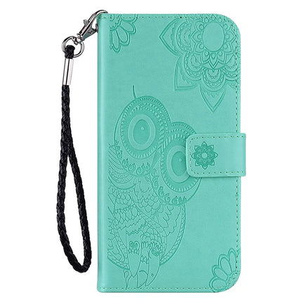 For Samsung Galaxy A06 Case Owl Flower Imprinted Leather Cover Wallet with Strap
