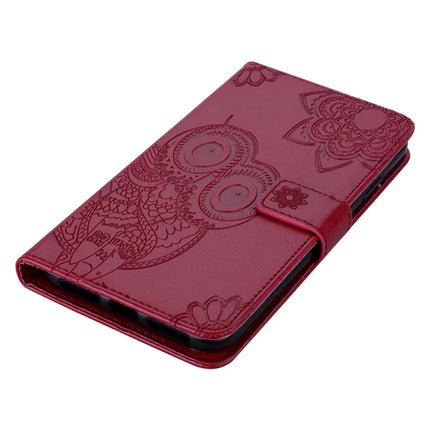For Samsung Galaxy A06 Case Owl Flower Imprinted Leather Cover Wallet with Strap