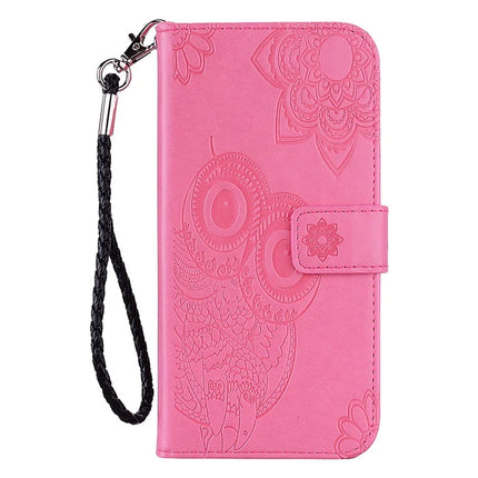 For Samsung Galaxy A06 Case Owl Flower Imprinted Leather Cover Wallet with Strap