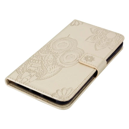 For Samsung Galaxy A06 Case Owl Flower Imprinted Leather Cover Wallet with Strap