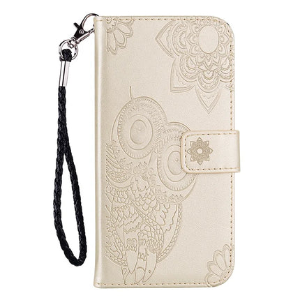 For Samsung Galaxy A06 Case Owl Flower Imprinted Leather Cover Wallet with Strap