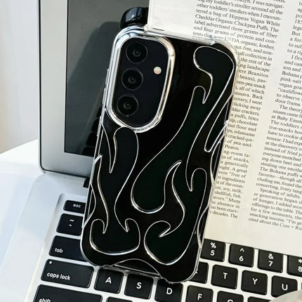 For Samsung Galaxy A54 5G Case Hollow Flame Design Electroplated TPU Phone Cover