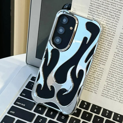 For Samsung Galaxy A54 5G Case Hollow Flame Design Electroplated TPU Phone Cover