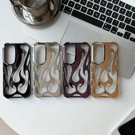 For Samsung Galaxy A54 5G Case Hollow Flame Design Electroplated TPU Phone Cover