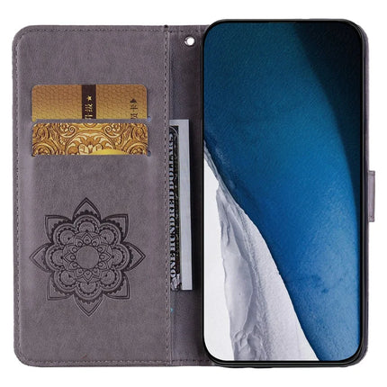 For Samsung Galaxy A06 Wallet Case Owl Flower Imprinted Rhinestone Leather Cover