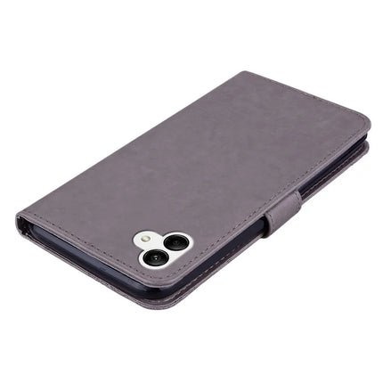 For Samsung Galaxy A06 Wallet Case Owl Flower Imprinted Rhinestone Leather Cover