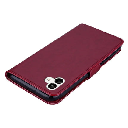 For Samsung Galaxy A06 Wallet Case Owl Flower Imprinted Rhinestone Leather Cover