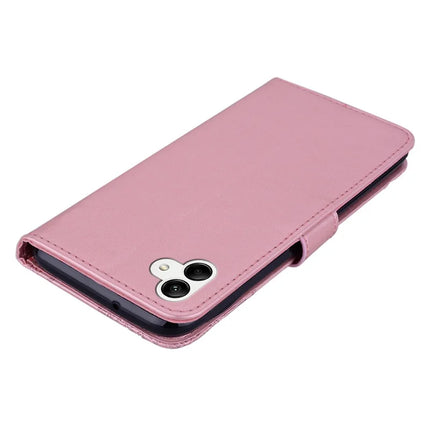 For Samsung Galaxy A06 Wallet Case Owl Flower Imprinted Rhinestone Leather Cover