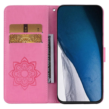 For Samsung Galaxy A06 Wallet Case Owl Flower Imprinted Rhinestone Leather Cover