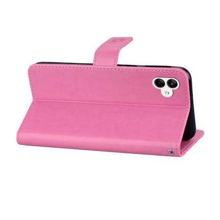For Samsung Galaxy A06 Wallet Case Owl Flower Imprinted Rhinestone Leather Cover