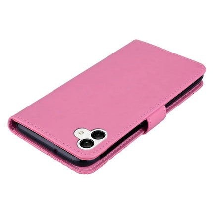For Samsung Galaxy A06 Wallet Case Owl Flower Imprinted Rhinestone Leather Cover