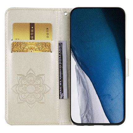 For Samsung Galaxy A06 Wallet Case Owl Flower Imprinted Rhinestone Leather Cover