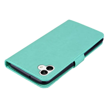 For Samsung Galaxy A06 Wallet Case Owl Flower Imprinted Rhinestone Leather Cover