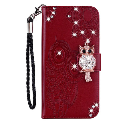For Samsung Galaxy A16 5G  /  4G Wallet Case Owl Flower Imprinted Rhinestone Leather Cover