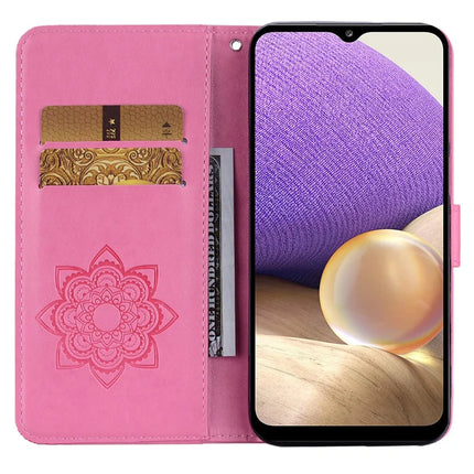 For Samsung Galaxy A16 5G  /  4G Wallet Case Owl Flower Imprinted Rhinestone Leather Cover