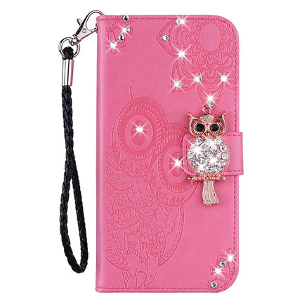 For Samsung Galaxy A16 5G  /  4G Wallet Case Owl Flower Imprinted Rhinestone Leather Cover