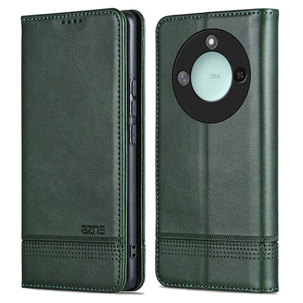 AZNS For Honor X60 5G Case Cowhide Texture PU Leather Wallet Phone Cover - Green