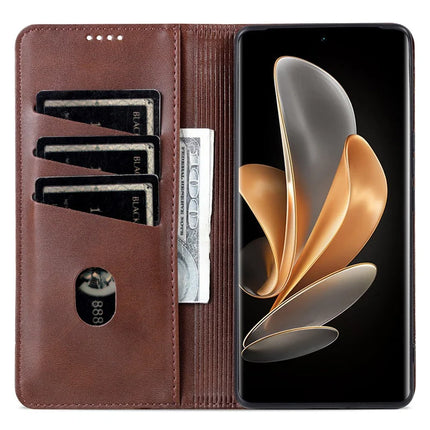 AZNS For Honor X60 5G Case Cowhide Texture PU Leather Wallet Phone Cover