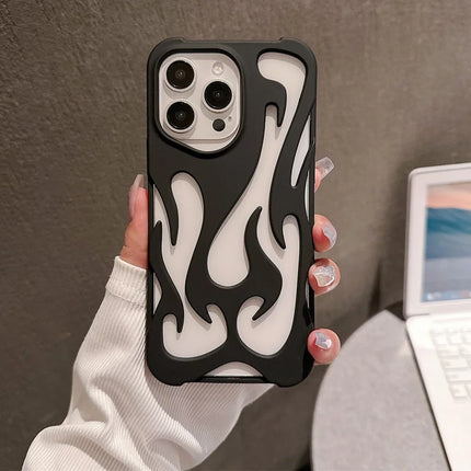 For iPhone 16 Pro Max Case Hollow Flame Design Matte TPU Phone Cover