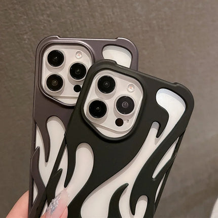 For iPhone 16 Pro Max Case Hollow Flame Design Matte TPU Phone Cover