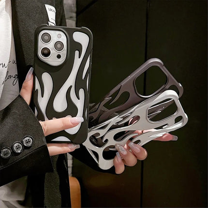For iPhone 15 Pro Max Case Hollow Flame Design Matte TPU Phone Cover