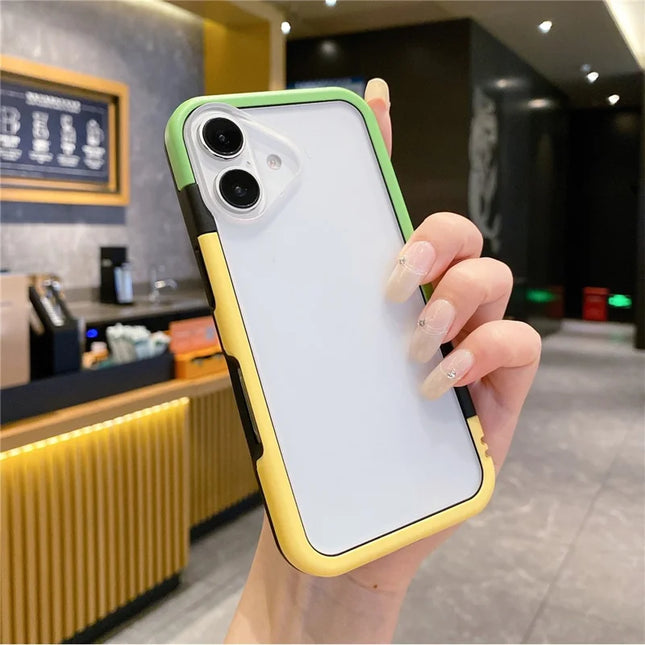 For iPhone 16 Plus Case Detachable 2-in-1 TPU+PC Clear Phone Cover - Yellow  /  Green