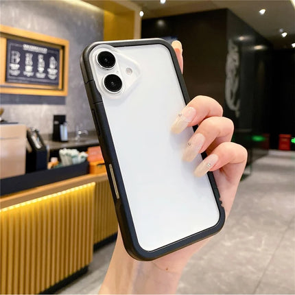 For iPhone 16 Case Detachable 2-in-1 TPU+PC Clear Phone Cover - Black