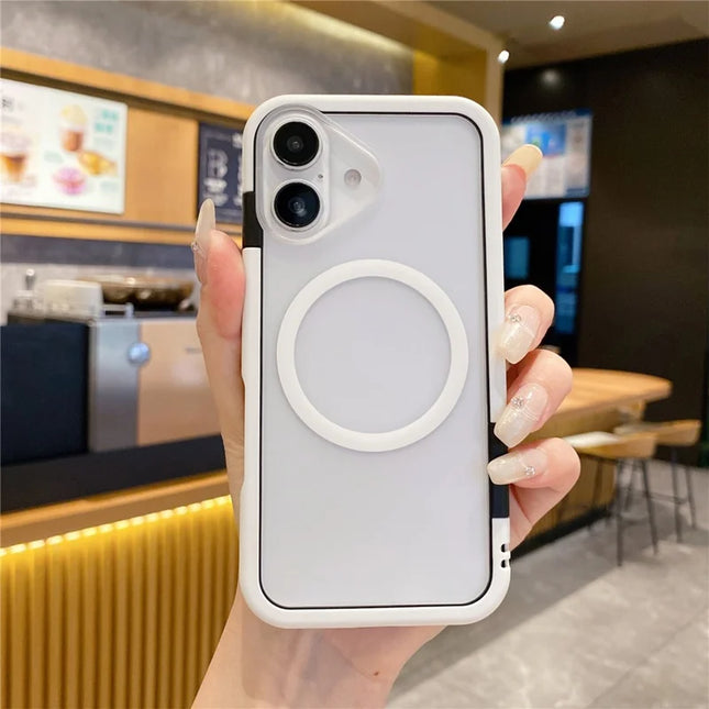 For iPhone 16 Plus Case Compatible with MagSafe Detachable 2-in-1 TPU+PC Clear Phone Cover - White