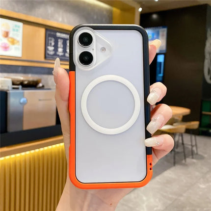 For iPhone 16 Plus Case Compatible with MagSafe Detachable 2-in-1 TPU+PC Clear Phone Cover - Orange  /  Black