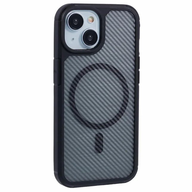 For iPhone 14 Case Compatible with MagSafe Carbon Fiber TPU+PC Anti-Drop Phone Cover