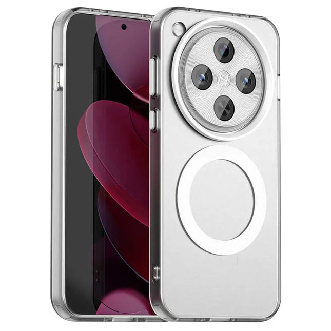 For Oppo Find X8 5G Case Compatible with MagSafe PC+TPU+PET Anti-Drop Phone Cover - White