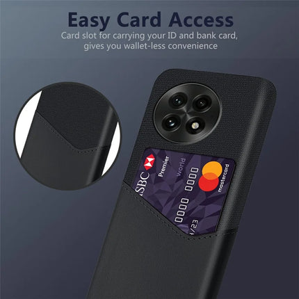 For OnePlus 13 Case PU Leather Card Slot Cloth Texture Hard PC Phone Cover