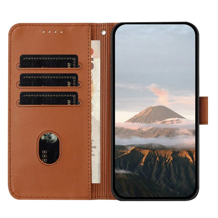YX0090 For Samsung Galaxy A06 Case Triangle Imprint Leather Phone Cover with Lanyard