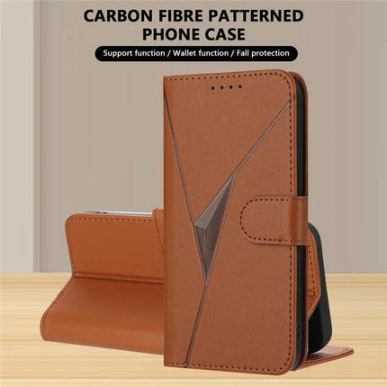 YX0090 For Samsung Galaxy A06 Case Triangle Imprint Leather Phone Cover with Lanyard