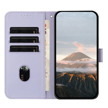 YX0090 For Samsung Galaxy A06 Case Triangle Imprint Leather Phone Cover with Lanyard