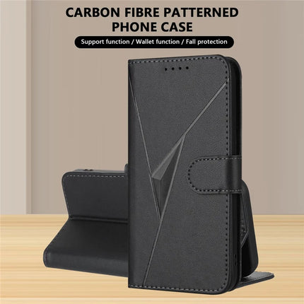 YX0090 For Samsung Galaxy A06 Case Triangle Imprint Leather Phone Cover with Lanyard