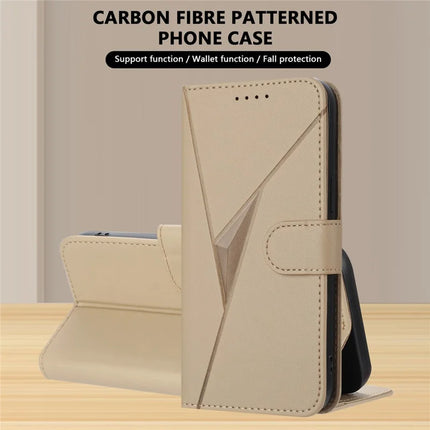 YX0090 For Samsung Galaxy A06 Case Triangle Imprint Leather Phone Cover with Lanyard