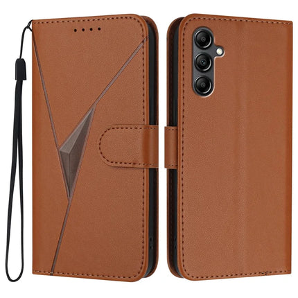 YX0090 For Samsung Galaxy A16 5G  /  4G Case Triangle Imprint Leather Phone Cover with Lanyard - Coffee