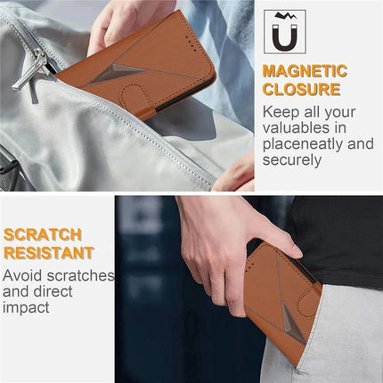 For Samsung Galaxy A35 5G Case Triangle Imprint Leather Phone Cover with Lanyard