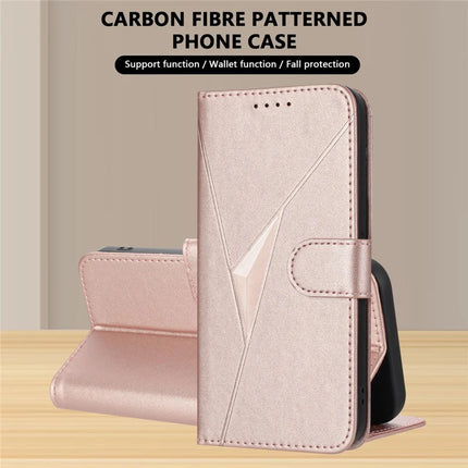 For Samsung Galaxy A55 5G Case Triangle Imprint Leather Phone Cover with Lanyard