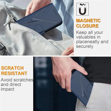 For Samsung Galaxy A55 5G Case Triangle Imprint Leather Phone Cover with Lanyard