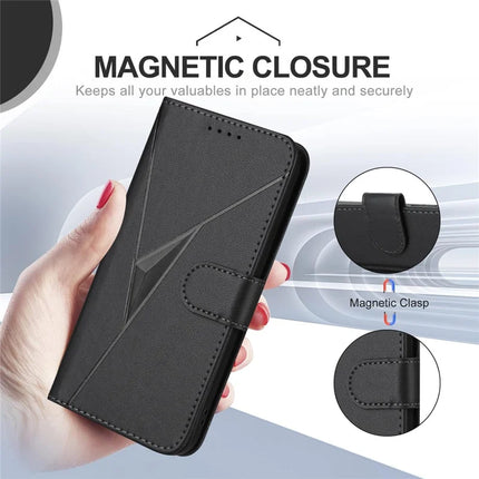 YX0090 For Honor 200 5G Case Triangle Imprint Leather Phone Cover with Lanyard