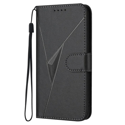 YX0090 For Honor 200 5G Case Triangle Imprint Leather Phone Cover with Lanyard