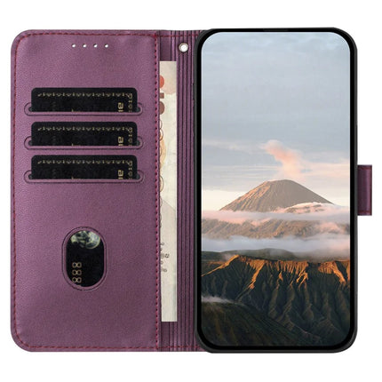 YX0090 For Honor 200 5G Case Triangle Imprint Leather Phone Cover with Lanyard