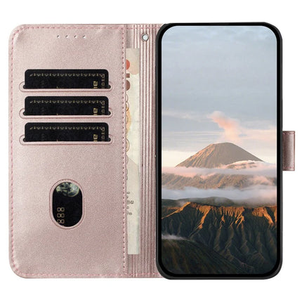 YX0090 For Honor 200 5G Case Triangle Imprint Leather Phone Cover with Lanyard
