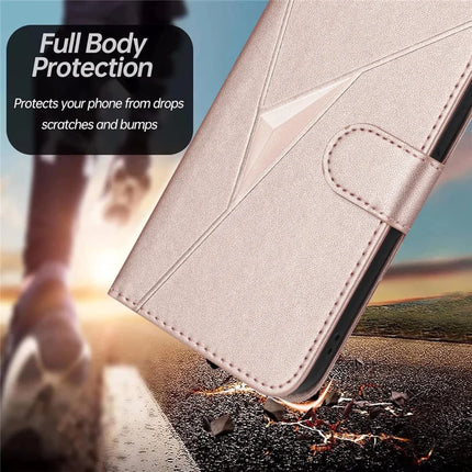 YX0090 For Honor 200 5G Case Triangle Imprint Leather Phone Cover with Lanyard