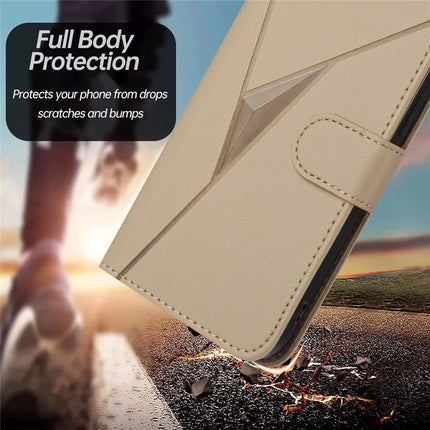YX0090 For Honor 200 5G Case Triangle Imprint Leather Phone Cover with Lanyard