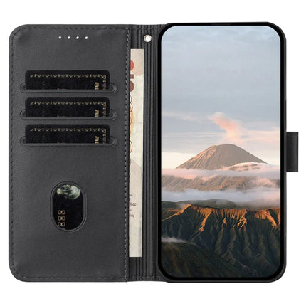 For Honor 200 Pro 5G Case Triangle Imprint Leather Phone Cover with Lanyard